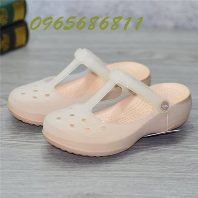 33-34 Size Nhỏ Có Lỗ Giày Nữ Bao Đầu Đáy Mềm Giày Đi Biển Thạch Chống Trơn Trượt Đi Biển Dốc gót Đáy Dày Dép dép tĩnh điện xanh dép chống tĩnh điện esd