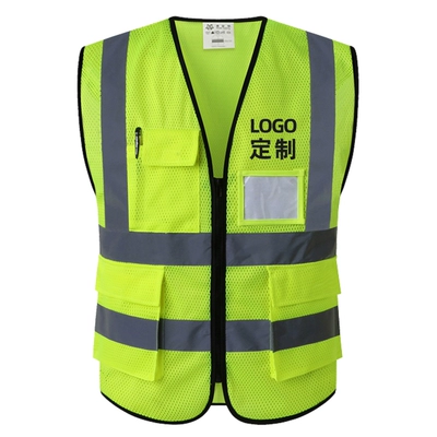 Lưới áo vest phản quang an toàn mùa hè công trường xây dựng vest quần áo phản quang lưới thoáng khí quần áo huỳnh quang logo tùy chỉnh áo phản quang