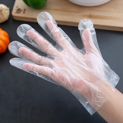 Găng tay dùng một lần nhà bếp dày ăn được thực phẩm pe nhựa trong suốt đồ nướng tay phim phục vụ phim bao tay cao su dài găng tay có bột và không bột