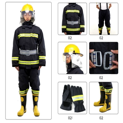 02 bộ đồ cứu hỏa phù hợp với lửa bộ năm món quần áo dày lính cứu hỏa chiến đấu phù hợp với bộ đồ chống cháy phù hợp với chữa cháy bảo vệ quan ao bhld