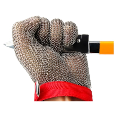 Găng tay dây thép chống cắt Thép không gỉ 304 5 ngón tay nhà bếp chống cắt hàu Găng tay mở găng tay chống dao Găng tay kim loại găng tay chịu nhiệt độ cao