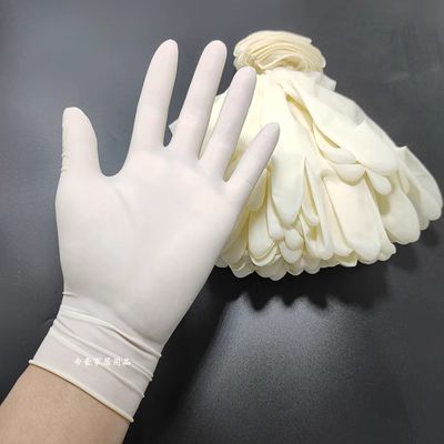 Găng tay cao su dùng một lần cao su latex thân thiện với môi trường cao su làm việc nhà co giãn chặt tay găng tay bảo vệ mỏng bao ngón tay y tế