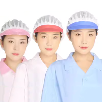 Mũ chống tĩnh điện xưởng phòng sạch không bụi nhà máy điện tử trắng xanh mũ bảo hiểm lao động nam nữ chống rụng tóc bảo hiểm lao động chống bụi trùm đầu y tế 
