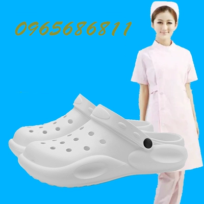 Dép đi trong nhà y tế cho nữ đế mềm chống trượt nhẹ mùa hè Bao Đầu giày hai lỗ giày bệnh viện giày công sở nam giày nữ cỡ lớn dép y tế dép đi trong phòng sạch