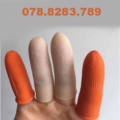 Cao su latex bao ngón tay bề mặt gai bảo hiểm lao động bảo vệ công việc công nghiệp bao ngón tay dùng một lần