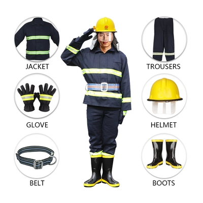 02 bộ đồ cứu hỏa phong cách phù hợp với chiến đấu phù hợp với bộ đầy đủ 5 món 02 bộ 5 món phong cách chống cháy phù hợp với đồ bảo hộ dày áo bảo hộ có quạt