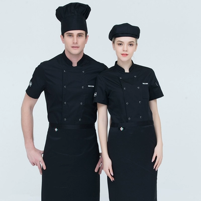 Quần áo làm việc đầu bếp nam ngắn tay mùa hè phục vụ khách sạn quần áo làm việc trở lại nhà bếp cửa hàng bánh nướng quần áo phần mỏng thoáng khí áo đầu bếp nữ