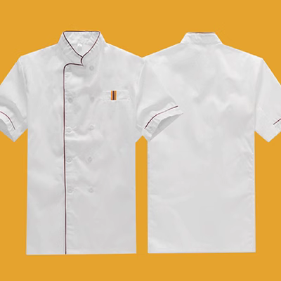 đồng phục đầu bếp ngắn tay màu trắng căng tin khách sạn phục vụ quần áo làm việc đầu bếp quần áo làm việc quần áo nam mỏng khách sạn nón vải y tế