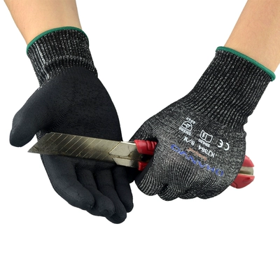 Găng tay chống cắt công nghiệp cấp 5 Henghui NJ384 chống trầy xước, chống trầy xước, chống mài mòn, chống trơn trượt, có thể giặt được, phủ xốp nitrile bao tay chống dầu