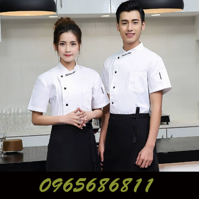 Quần áo làm việc đầu bếp nam ngắn tay mùa hè phục vụ khách sạn thợ làm bánh nhà hàng căng tin nhà bếp quần áo dài tay nữ đồng phục đầu bếp may sẵn