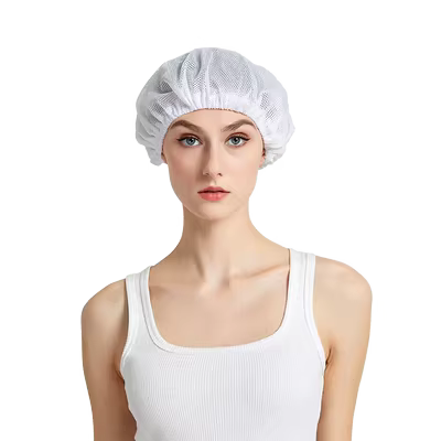 Mũ lưới tròn bằng lụa polyester che tóc chế biến thực phẩm mũ lưới vệ sinh phòng sạch mũ không bụi được vệ sinh và sử dụng nhiều lần mũ y tế dùng 1 lần 