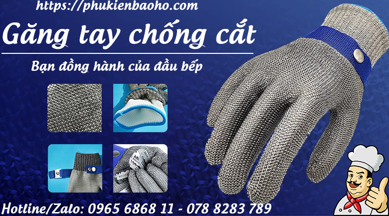 Găng tay chống cắt chất liệu lưới kim loại đối với người làm bếp - Găng tay bảo hộ bếp đa chức năng
